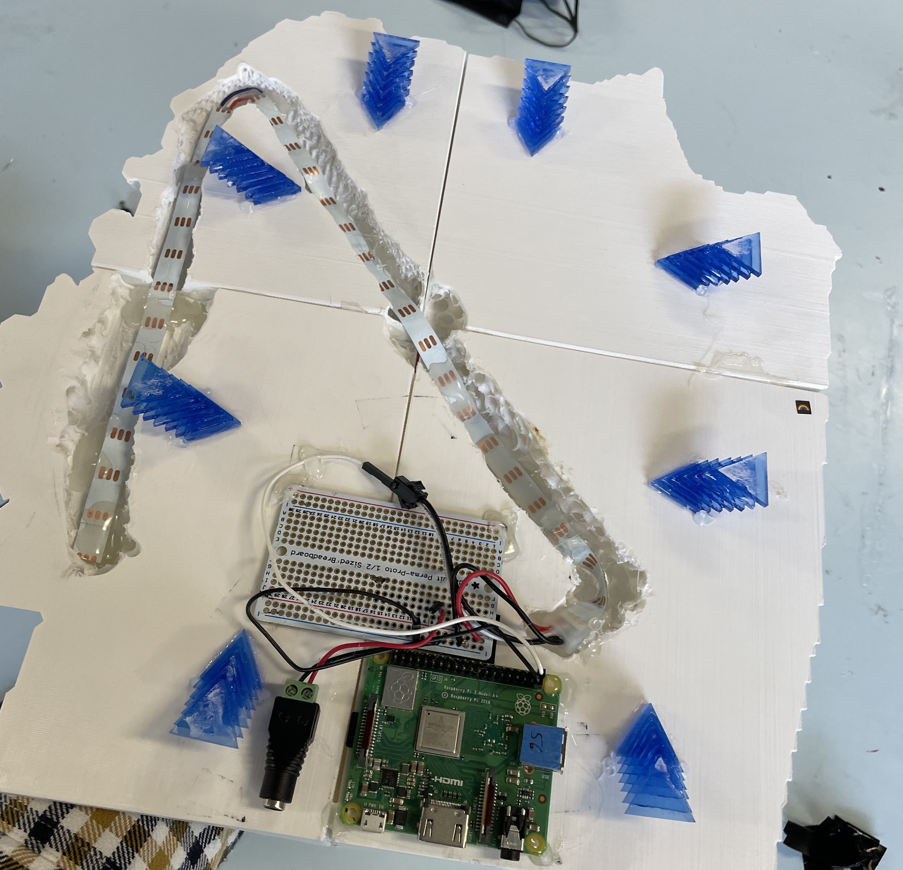 The final electronic setup behind the map